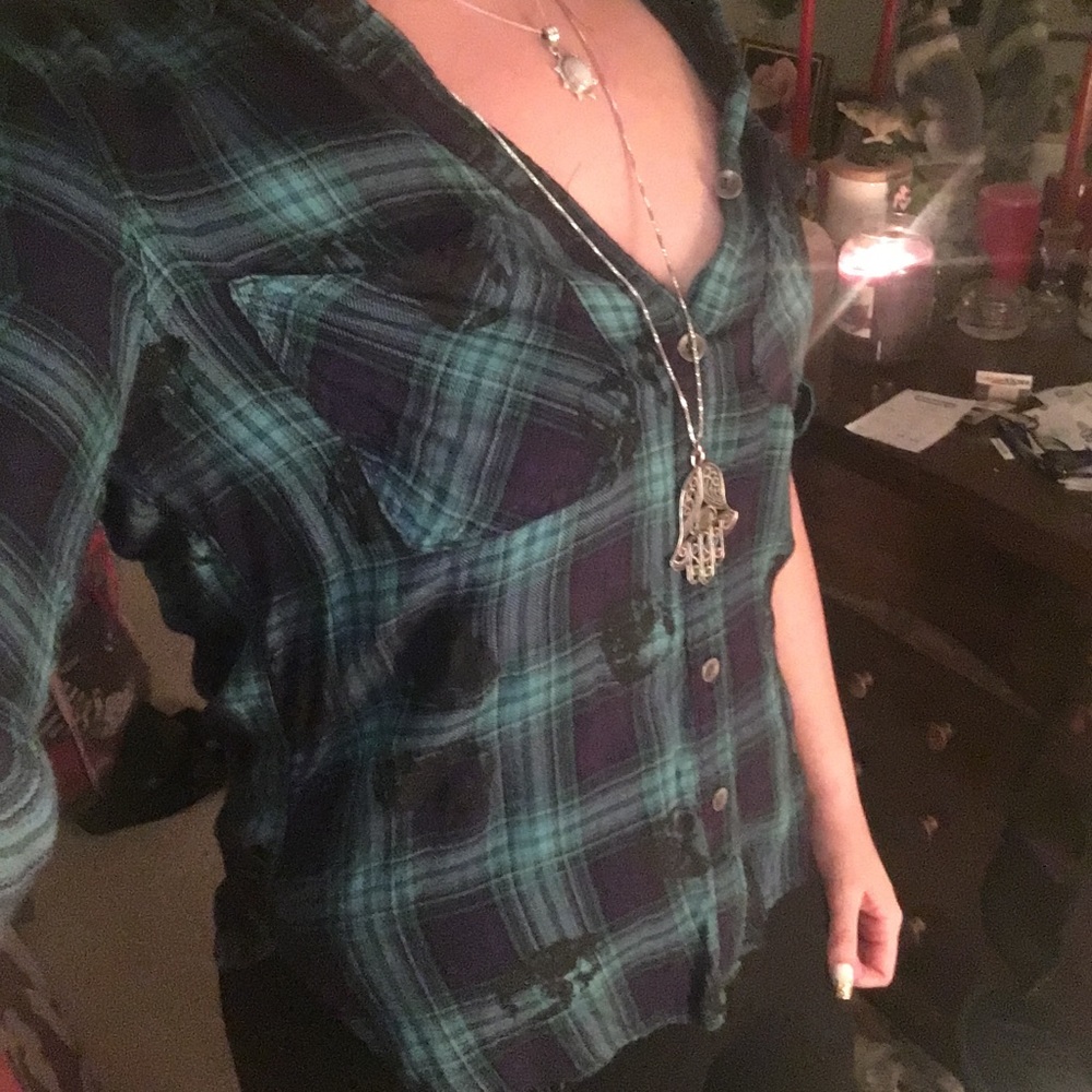 Skull Plaid Button-up